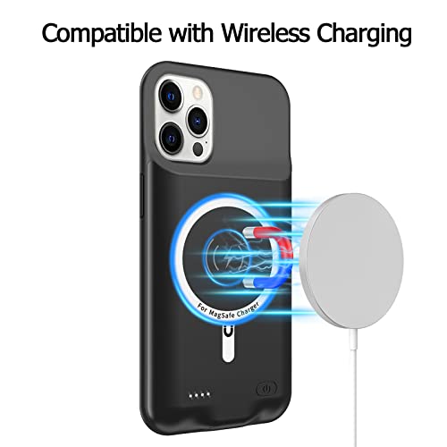 Battery Case For Iphone 12/12 Pro, 10000Mah High Capacity Rechargeable Portable Charger Case Extended Battery Pack Compatible With Iphone 12/12 Pro (6.1 Inch) Wireless Charging Case With Carplay-Black #TOP4