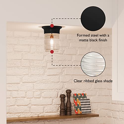Design House 587220 Jelly Jar 1-Light Indoor/Outdoor Flush Mount Ceiling Light, Black thumb #2
