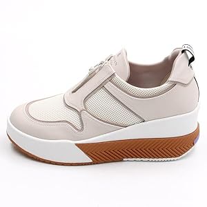 ランバンオンブルー　厚底ジップアップスニーカー☆23.5㌢☆アイボリーコンビ ランバンオンブルー 厚底ジップアップスニーカー☆23.5