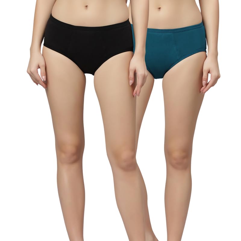 Image of GLAMORAS Cotton Reusable Period Panty for Women | No Stain, Leak Proof, Comfortable Period Panties | No Pads Period Underwear Suitable for Medium to Heavy Flow - (Pack of 2)