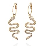 Snake Earrings 14K Gold Plated Dangle Earrings Personalized Punk Animal Hypoallergenic Fashion Rhinestone Ear Jewelry for Women (Gold)