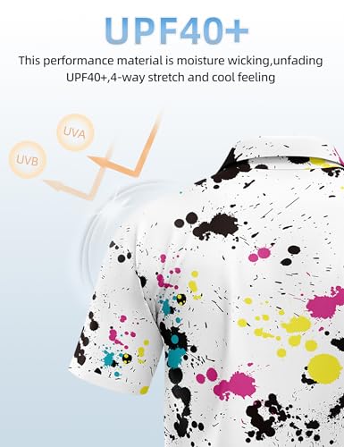 Golf Shirts for Men Printed Performance Moisture Wicking Short Sleeve Dry Fit Polo Shirts2