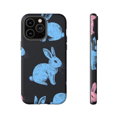 Coque iPhone 14 Pro Max lapin coloré fond noir rigide anti-trace