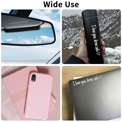 Image of 4X I Love You Drive Safe Mirror Sticker, Cute Car Stickers for Women, Valentine's Day Gift for Her, Drive Safe Car Decals for Rearview Mirror (Silver)