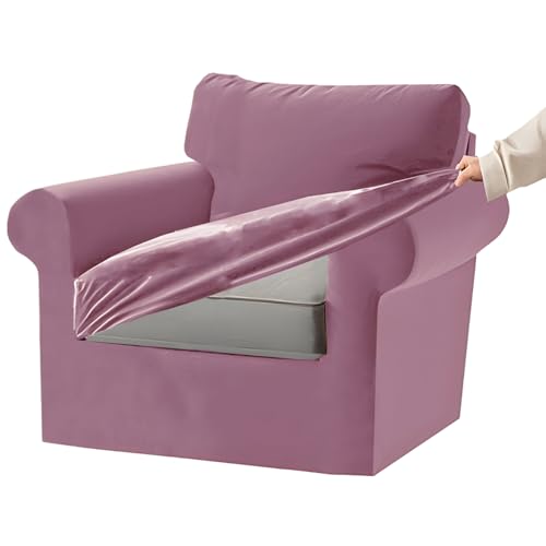 Housse de canapé velours rose extensible pour rénover les dossiers et sièges - 2