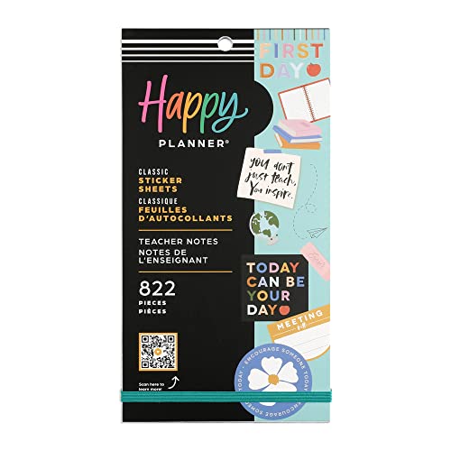 Autocollants Happy Planner enseignants multicolores pour planners et projets