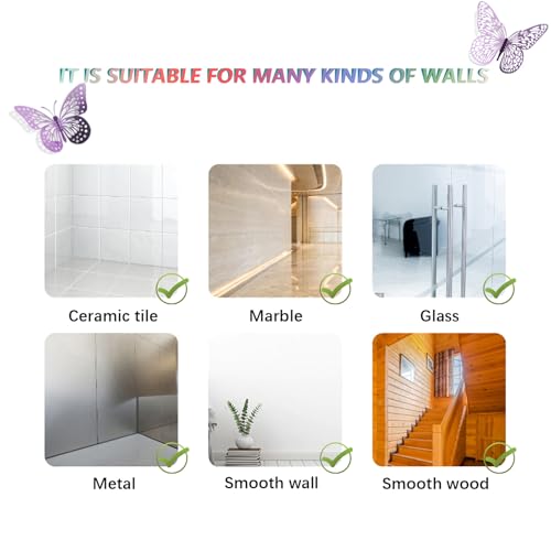 Image of SAOROPEB 3D Butterfly Wall Decor 48 Pcs Lavender Butterfly Decorations