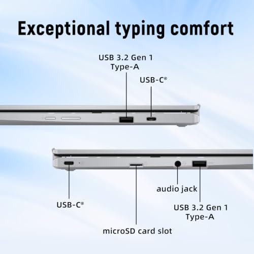 ASUS Chromebook Flip CX1 Laptop, 14" Full HD NanoEdge 360° Touchscreen, Intel Celeron N4500, 8GB RAM, 128GB eMMC Storage, Type-A|C, Wi-Fi 6, HD Webcam, Ultraportable, ChromeOS, Transparent Silver - Image 8