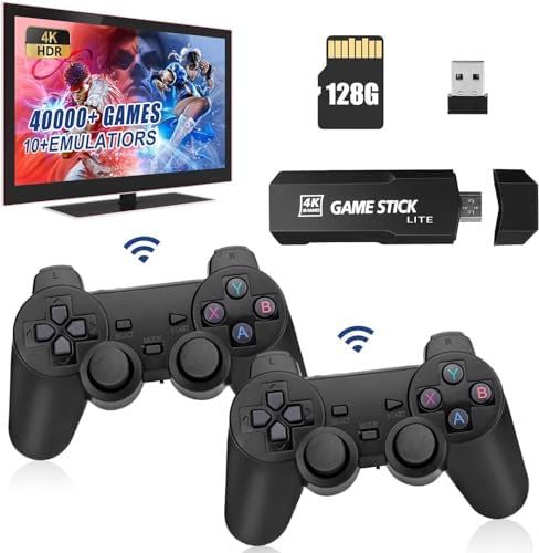 Console De Jeux Retro,Console Portable sans Fil, BâTon De Jeu RéTro Sortie Hdmi 4K Fil IntéGréE à Plus De 20 000 Jeux,Jeu Nostalgia Stick, Clé De Jeu...