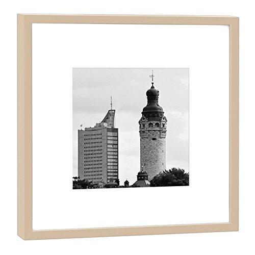 Photographie dans un cadre en bois de haute qualité Leipzig Skyline 52 cm
