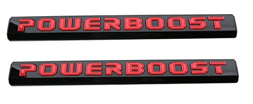 Image of 2pcs POWERBOOST Latter Emblem Left Door Badge Nameplate Replacement for 2019-2023 F-150 (Red)