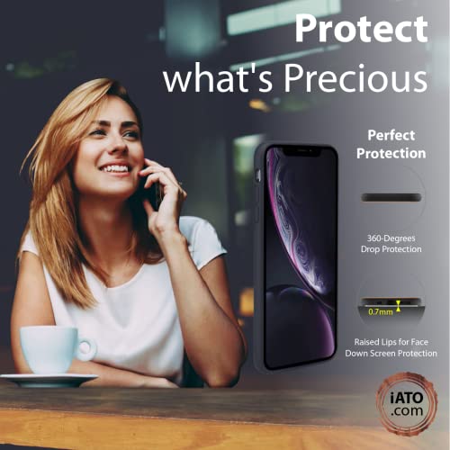 Iato Iphone Xr Wood Case [Wireless Charging Compatible] Real Rose Wood & Genuine Red Lizard Pattern Leather [Protective] Cover. [Unique & Classy] Accessory For Iphone Xr 6.1 Inch #TOP3