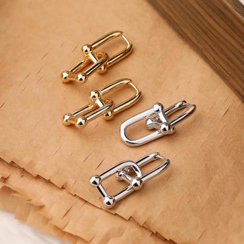 14K Gold Plated S925 Sterling Silver Post Drop Dangle Earrings for Women,Cubic Zirconia Paperclip Link Chain Earrings for Women.3