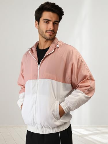 Image of CHKOKKO Sunscreen Jacket for Men Windcheater Hooded Zipper Sports Jacket | UV Protection | Sun Protective | Lightweight Water Resistant | Riding Biker | Outdoor Travel Gym Running
