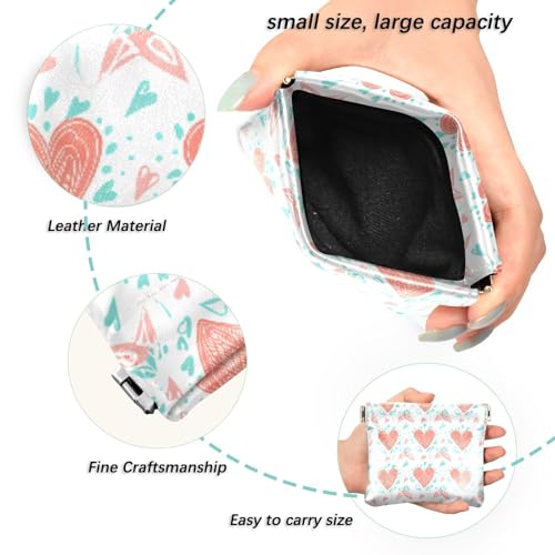 Flowers and Heart Coin Purse Leather Pouch Change Purse, Squeeze Coin Pouch for Cards, Keys & Lipsticks, Unisex2