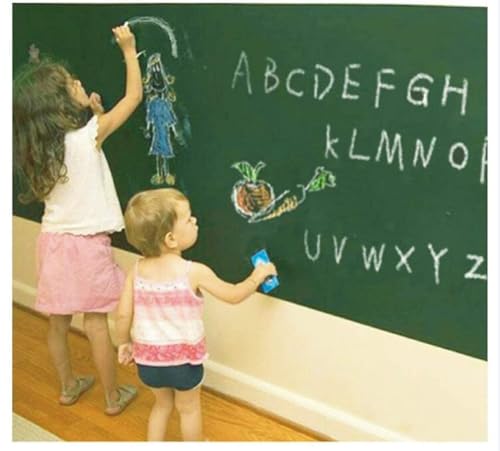Image of YAJNAS Vinyl Green Chalkboard Wall Sticker 1.5 x 6.5 Feet | Removable Chalkboard with 5 Chalks, Self-Adhesive Waterproof Blackboard for Home, School, Office, Kitchen, Kids Room, Writable & Reusable