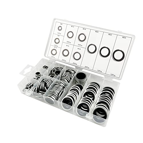 150Pcs Automotive Self-Centered Bonded Seal Gasket Assortment Kit Bonded Seal Oil Washer Assortment Kit #TOP1