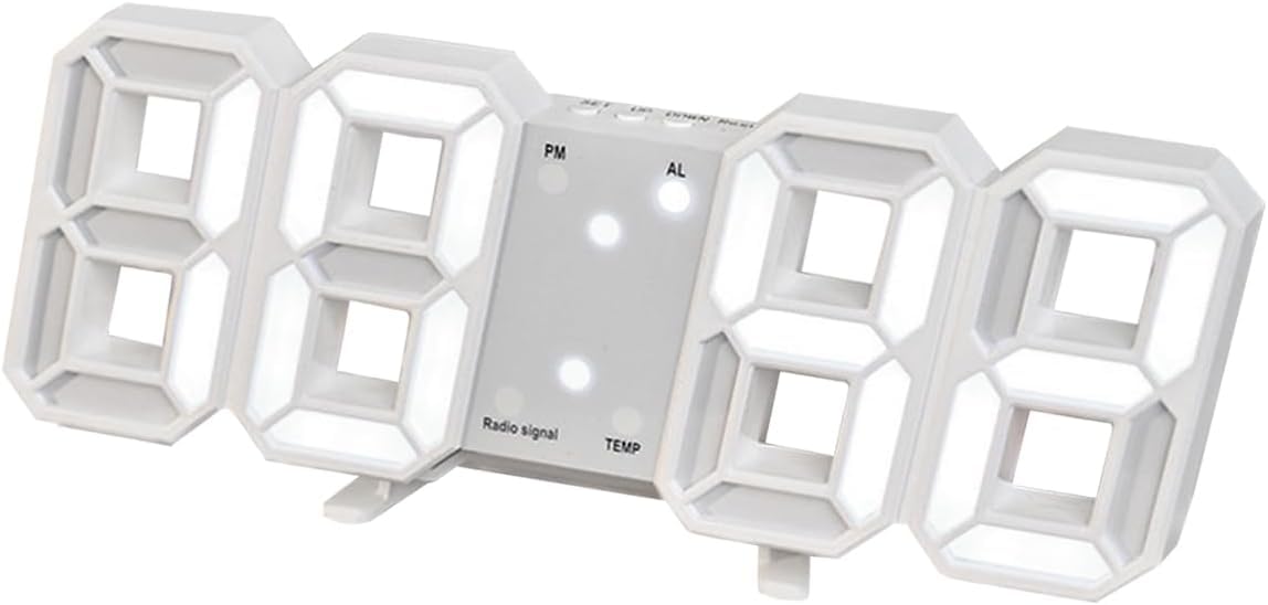 ECVV Digital Wall 3D LED Alarm Clock, Desk Clocks, Large Number for Bedroom, Living Room, Home and Office - 12/24 Hr Time/Date, Alarm, Temperature, Auto Light Brightness USB Cable Power