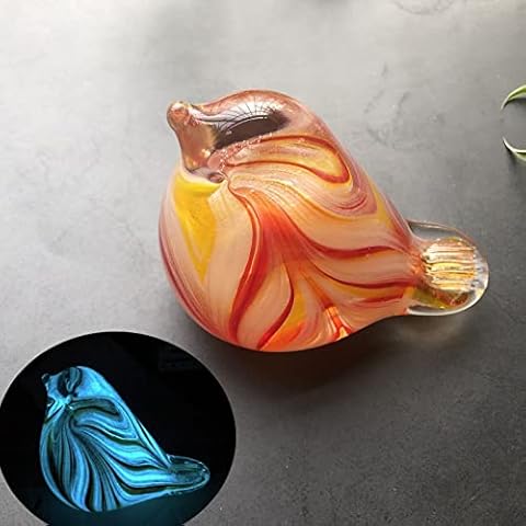 Coloured Glaze Art Orange Dove Swallow Bird Glass Figurine Handmade Blown Glass Paperweights Gift for Birthday Home Decor Table Ornament Cover