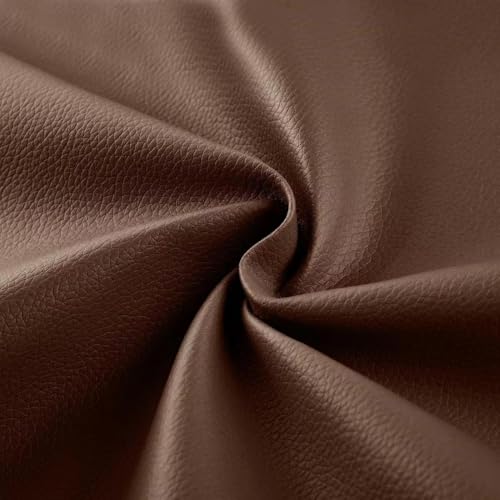 柔らかい人工合成皮革生地、300 x 137 cm人工皮革片、0.68 mm厚さのロール、エチレン軟包皮革材料、工芸品、リボン、DIY裁縫 に適している （ダークブラウン）