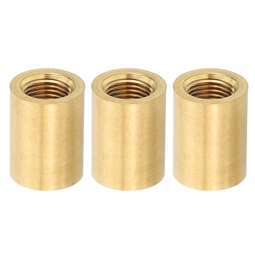 Image of PATIKIL Lamp Pipe Brass Coupling Nut, 3 Pcs 20mm Long M10 Fine Round Thread Sleeve Lamp Pipe Adaptor Rod Connector Hardware for Light Fixture Assembly or Repair, 15mm OD.