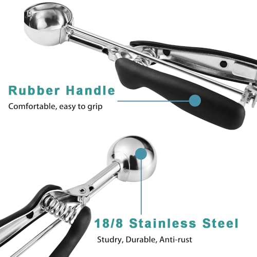 HOMURE H Mini Cookie Scoop, 1 Tsp Cookie Scoops for Baking, Melon Baller Scoop, 1 inch Cookie Scoop, Mini Ice Cream Scoop, Good Soft Grips, Smooth Trigger Release
