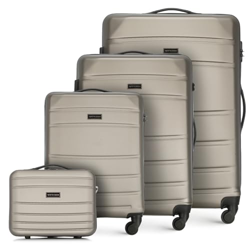 WITTCHEN Globe Line Reisekoffer 4-teiliges Kofferset Rollkoffer Trolley Handgepäck Hartschale aus ABS 4 Rollen Zahlenschloss Teleskopgriff Champagner Lufthansa/Eurowings/Ryanair/Condor WITTCHEN Globe Line Reisekoffer 4-teiliges Kofferset Rollkoffer Trolley Handgepäck Hartschale aus ABS 4 Rollen Zahlenschloss Teleskopgriff Champagner Lufthansa/Eurowings/Ryanair/Condor