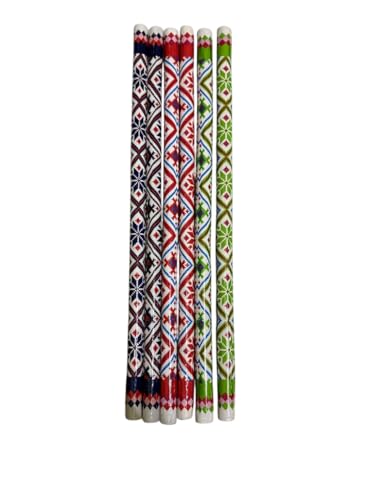 Traditional Wooden Dandiya Sticks – Decorative Garba Raas Sticks for Navratri & Festive Celebrations (Set of 3 Pairs - Blue, Green and Red Color)