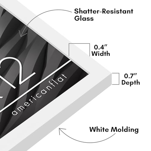 Americanflat 9x12 Picture Frame with Shatter-Resistant Glass - Streamline Collection - Thin Border Photo Frame for Tabletop and Wall Display - Hanging Hardware and Easel Stand Included - White