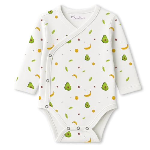 Image of MOM'S HOME Organic Cotton Front Open Kimono Onesie For Newborn Baby | New Born Clothing For Boys & Girls | 0-6 Months | Pack of 1