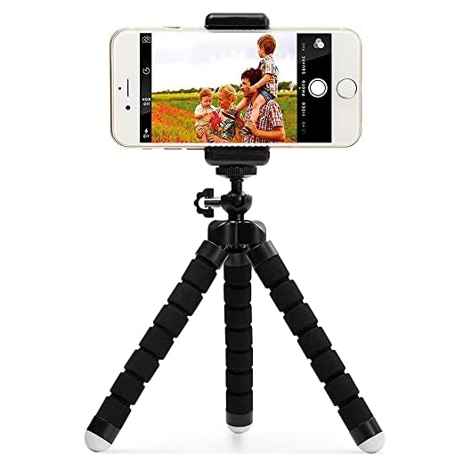 Mini Tripé Flexível Portátil C/Suporte Adaptador Celular