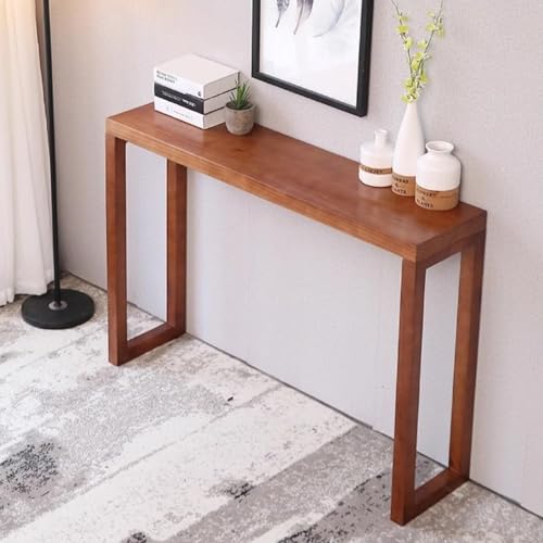 Mesa consola rústica rústica estrecha y larga para sala de estar, mesa de sofá de madera marrón oscuro (63 pulgadas/160 cm), elegante solución de almacenamiento y decoración