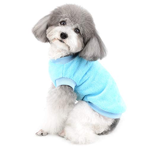 Ranphy Small Dog Clothes Warm Pet Velvet Vest Puppy Cat Soft Sweater Embroidered Flower Pattern Shirt Jacket Pullover Outfit Christmas Holiday Apparel Cute Halloween Costume Clothing Blue XXL