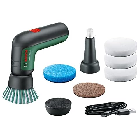 Bosch Cepillo de Limpieza eléctrico UniversalBrush (con batería 3.6V integrada, 1 Cable microUSB y 4 Accesorios, Caja cartón) + Almohadilla de melamina para el Cepillo de Limpieza eléctrico Cover