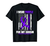 I Wear Purple Cousin Hodgkins Lymphoma Cancer Awareness Flag T-Shirt