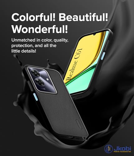 Image of Jkobi Back Cover Case for Realme C61 | Realme Narzo N61 (Textured Grip Design | Camera Protection | Slim and Light Weight | Soft Touch and Feel | Black)