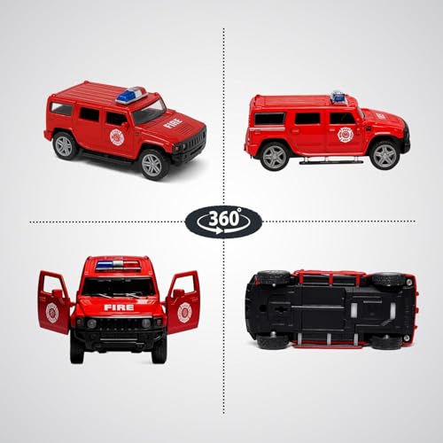 Image of Amisha Gift Gallery Hummer Diecast Fire Ambulance Toy Car for Kids | 1:36 Scale Model, Metal, Pull Back, Sports Car, Boys