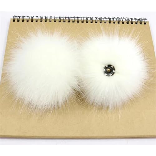 Pompón de piel sintética lavable con botón extraíble para evitar daños al tejer gorros 7