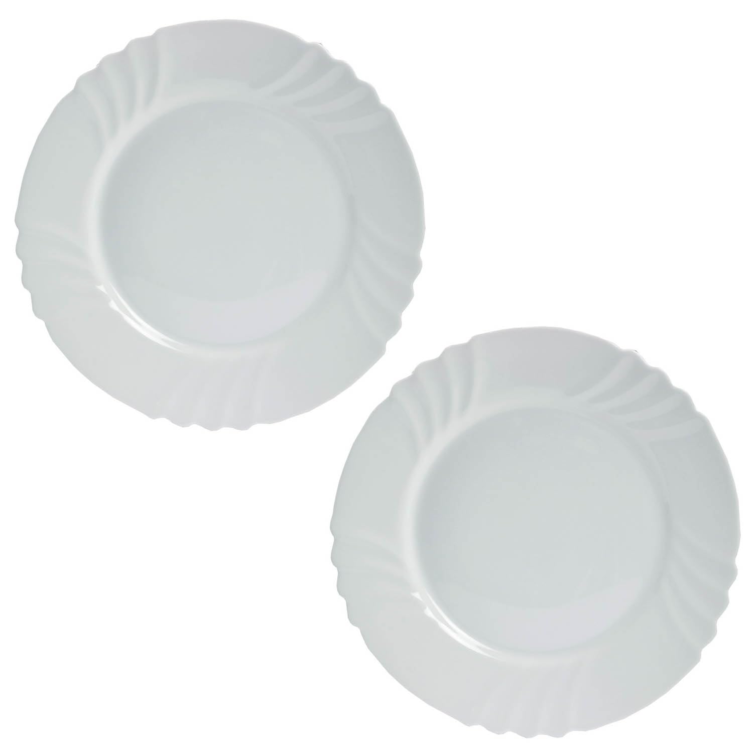UHL 20cm Side Plates Set of 2, White Opal Glass Round Dessert Plates, 7.8 inch Small Dinner Plate, Serving Dishes for Cake, Salad, Appetizer, Stackable Dinnerware Set, Microwave & Dishwasher Safe
