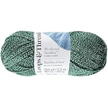 Loops & Threads Heathered Bamboo Yarn Medium Acrylic Bamboo Mix for Knitting & Crochet, Soft Silky Yarn for Blankets, Wraps, Apparel & Accessories, Pine