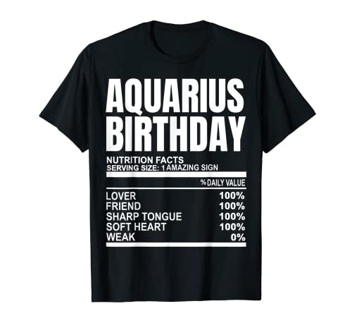 Aquarius Birthday Cake Valori nutrizionali Uomini Donne Ragazzi Ragazze Maglietta