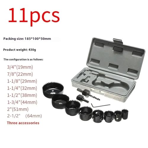 Kit de Brocas Huecas 11 Piezas Acero Carbón 19-64 mm miniatura 2