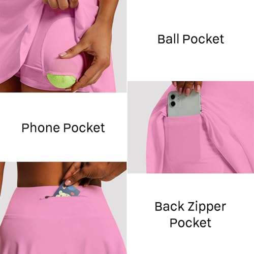Image of Women's High Waist Pleated Tennis Skirt with 4 Pockets Lightweight Athletic Golf Skorts Skirts for Running Workout