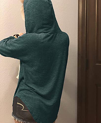 Image of Womens Long Sleeve V Neck Hoodie Sweatshirts Lightweight Pullover Tops