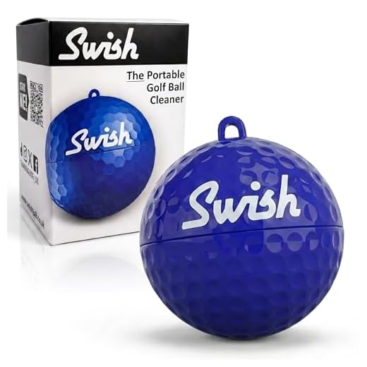Swish Portable Golf Ball Cleaner - Compact Golf Ball Cleaning Kit & Golf Bag Accessory - Quick & Simple Cleaning with Clip-On Design and Separate Belt Towel - The Perfect Father's Day Golf Gift