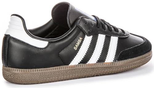 adidas Samba Og J 3-Stripes 60S Retro Contrast Youth Sneakers (Black White, US 3.5)3