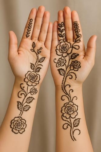 Image of Mehendi Stencil Stickers (Pack of 2) Bridal Mehendi Stencils Heena Mehandi Sticker for Festivals Functions Girls Women (sku 3)