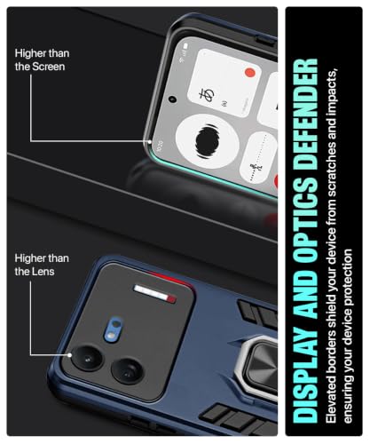 Image of WOW IMAGINE Shock Proof Back Case Mobile Cover for Nothing Phone 4b 5G | Back Cover Case (Tough Armor | Hybrid PC + TPU | Ring Holder & in-Built Kickstand | Blue)