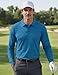 MAGNIVIT Men's Outdoor Performance Long Sleeve Tactical Polo Shirt Pique Jersey Golf Workout Polo Shirt Blue Green XL