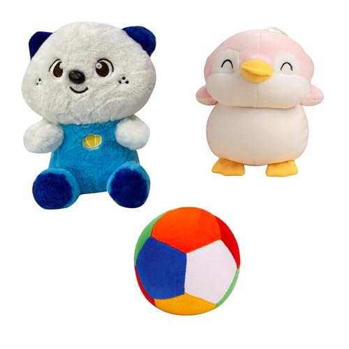 Image of EITHEO Soft Ball Multicolor Panda Blue Penguin Pink Pack 3 Soft Plush Stuffed Animals for Kids Boys Girls | Gift Set